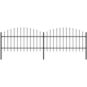 vidaXL Tuinhek met speren bovenkant (1-1,25)x3,4 m staal zwart