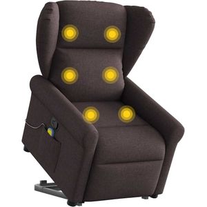 vidaXL Sta-op-Massagestoel - Donkerbruin - Verstelbaar Stof