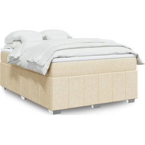 vidaXL Boxspring met matras stof crÃ¨mekleurig 140x190 cm