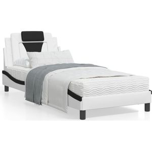 vidaXL Bedframe met hoofdbord kunstleer wit en zwart 80x200 cm