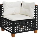 vidaXL 10-delige Loungeset met kussens poly rattan zwart