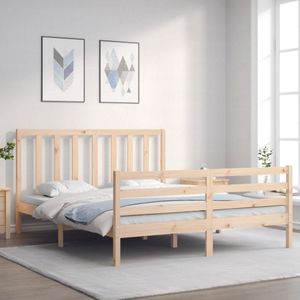 vidaXL - Bedframe - met - hoofdbord - massief - houtx200 - cm