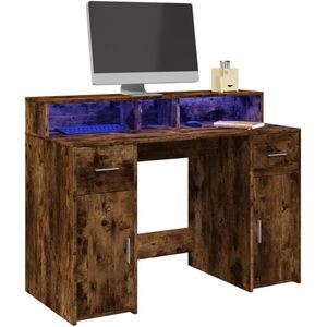 vidaXL Bureau met LED-verlichting 120x55x91 cm hout gerookt eikenkleur