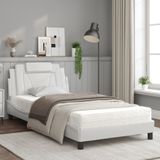 vidaXL Bed met matras kunstleer wit 100x200 cm
