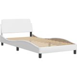 vidaXL Bed met matras kunstleer wit 100x200 cm