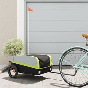 vidaXL Fietstrailer 30 kg ijzer zwart en groen