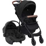 vidaXL Kinderwagen 3-in-1 staal antracietkleurig