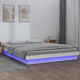 vidaXL-Bedframe-LED-massief-hout-wit-200x200-cm