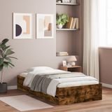 vidaXL Bedframe met lades bewerkt hout gerookt eikenkleurig 75x190 cm