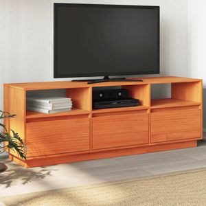 vidaXL Tv-meubel 140x37x50 cm massief grenenhout wasbruin