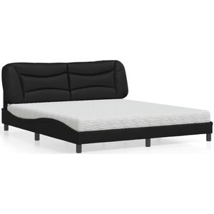 vidaXL Bed met matras kunstleer zwart 180x200 cm