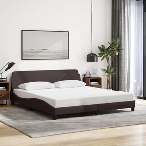 vidaXL Bedframe zonder matras stof donkerbruin 160x200 cm