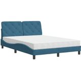 vidaXL Bed met matras fluweel blauw 140x190 cm