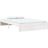 vidaXL Bedframe massief hout wit 120x190 cm 4FT Small Double