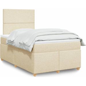 vidaXL Boxspring met matras stof crèmekleurig 120x200 cm