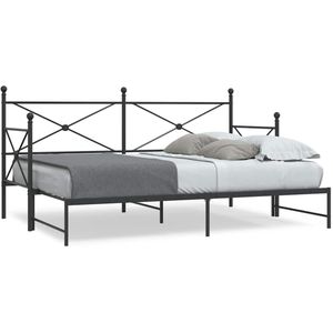 vidaXL - Slaapbank - met - onderschuifbed - zonder - matras - 90x190cm - staal - zwart