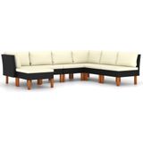 vidaXL 7-delige Loungeset met kussens poly rattan zwart