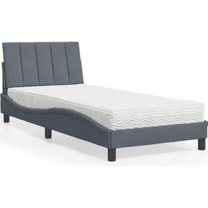 vidaXL Bed met matras fluweel donkergrijs 90x190 cm