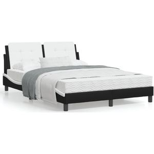 vidaXL Bed met matras kunstleer zwart en wit 120x200 cm