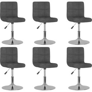 vidaXL - Eetkamerstoelen - 6 - st - draaibaar - stof - donkergrijs