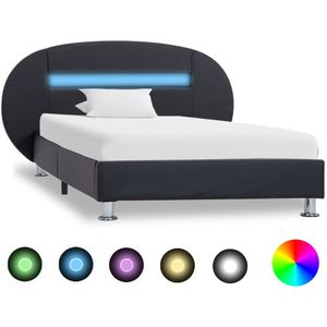 vidaXL Bedframe met LED kunstleer zwart 90x200 cm