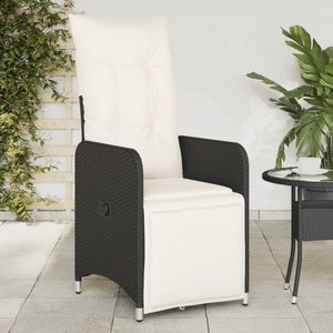 vidaXL Tuinstoelen 2 st verstelbaar met kussens poly rattan zwart