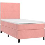 VidaXL Boxspring Matras Fluweel Roze 90x200 cm