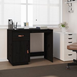 VidaXL Bureau 95x50x75 cm Massief Grenenhout Zwart