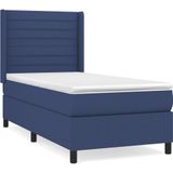 vidaXL Boxspring met matras stof blauw 90x190 cm