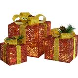 vidaXL Kerstdecoratie geschenkdozen 3 st binnen/buiten rood