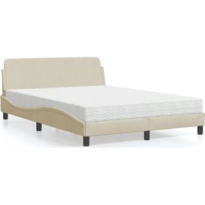 vidaXL Bed met matras stof crèmekleurig 140x200 cm
