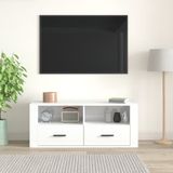 VidaXL TV-meubel 100x35x40 cm - Bewerkt Hout - Hoogglans Wit