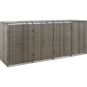 vidaXL Containerberging viervoudig 274x80x117 cm poly rattan grijs