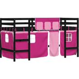 vidaXL Kinderhoogslaper met gordijnen 80x200 cm grenenhout roze