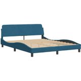 vidaXL Bed met matras fluweel blauw 160x200 cm