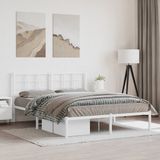 vidaXL Bedframe met hoofdbord metaal wit 160x200 cm