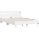 vidaXL Bedframe met hoofdeinde bewerkt hout wit 120x190 cm