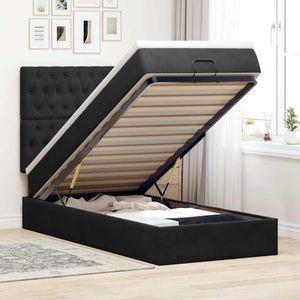 vidaXL - Ottoman - bed - met - matrassenx190cm - fluweel - zwart