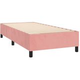 vidaXL Boxspring met matras fluweel roze 90x200 cm