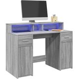 vidaXL Bureau met LED-verlichting 120x55x91 cm hout grijs sonoma eiken