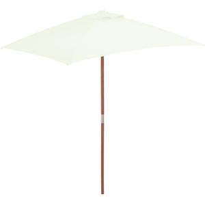 vidaXL Parasol met houten paal 150x200 cm zandkleurig