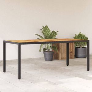 vidaXL Tuintafel met acaciahouten blad 190x90x75 cm poly rattan zwart