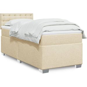 vidaXL Boxspring met matras stof crèmekleurig 90x190 cm