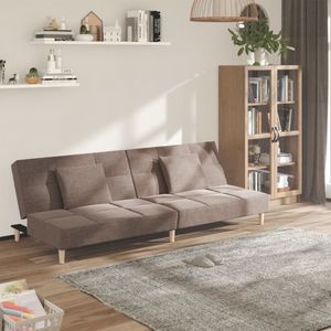 VidaXL-Slaapbank-2-zits-met-2-kussen - tof-taupe