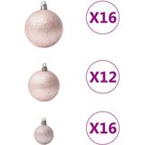 vidaXL 100-delige Kerstballenset roze
