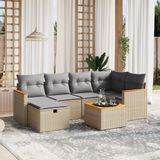 vidaXL 7-delige Loungeset met kussens poly rattan gemengd beige