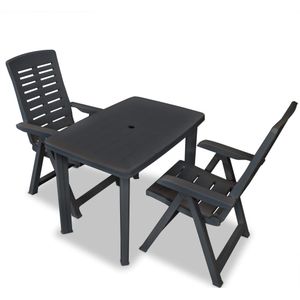 vidaXL 3-delige Bistroset kunststof antraciet