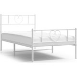 vidaXL-Bedframe-met-hoofd--en-voeteneinde-metaal-wit-90x190-cm