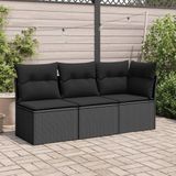 vidaXL-Tuinbank-zonder-armleuning-met-kussens-poly-rattan-zwart