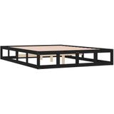 vidaXL-Bedframe-massief-hout-zwart-160x200-cm